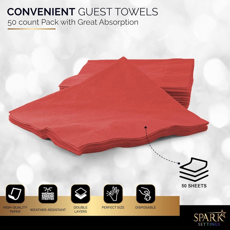 Amcrate Big Party Pack 40 Count Red Dinner Napkins Tableware- Ideal for Wedding, Party, Birthday, Dinner, Lunch, Cocktails. (7” x 7”) - Image 4